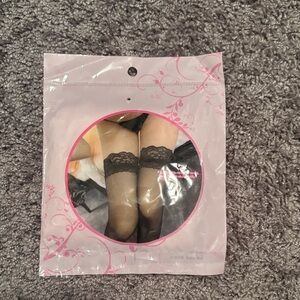 Black Lace Top Thigh High Stockings (Packaged)